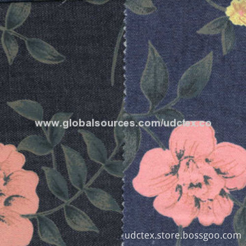 Cotton/Polyester Denim Fabric with Printed Pattern and Jacquard Style